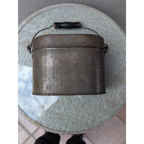 Vintage/Antique Aluminum Railroad  Miner Lunch Box Pail  Primitive Country Decor - Picture 5 of 8